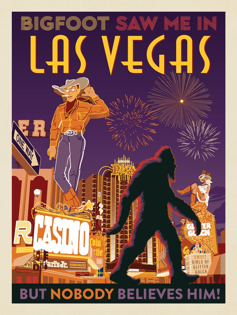 Las Vegas, NV: Bigfoot Sighting - Canvas - Artwork