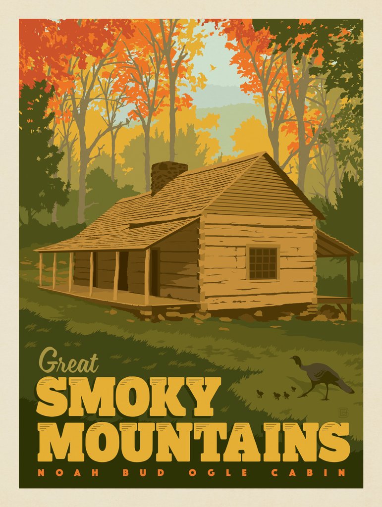 Great Smoky Mountains National Park: Noah Bud Ogle Cabin - Canvas - Artwork