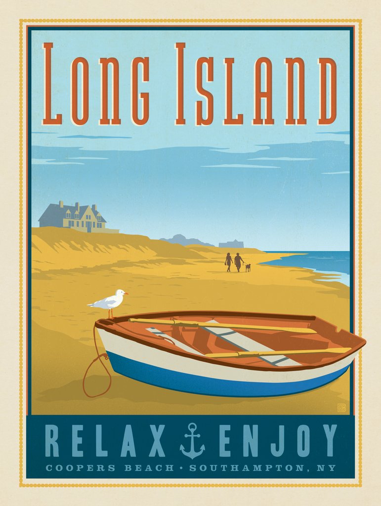 Long Island: Row Boat - Metal Sign - Artwork