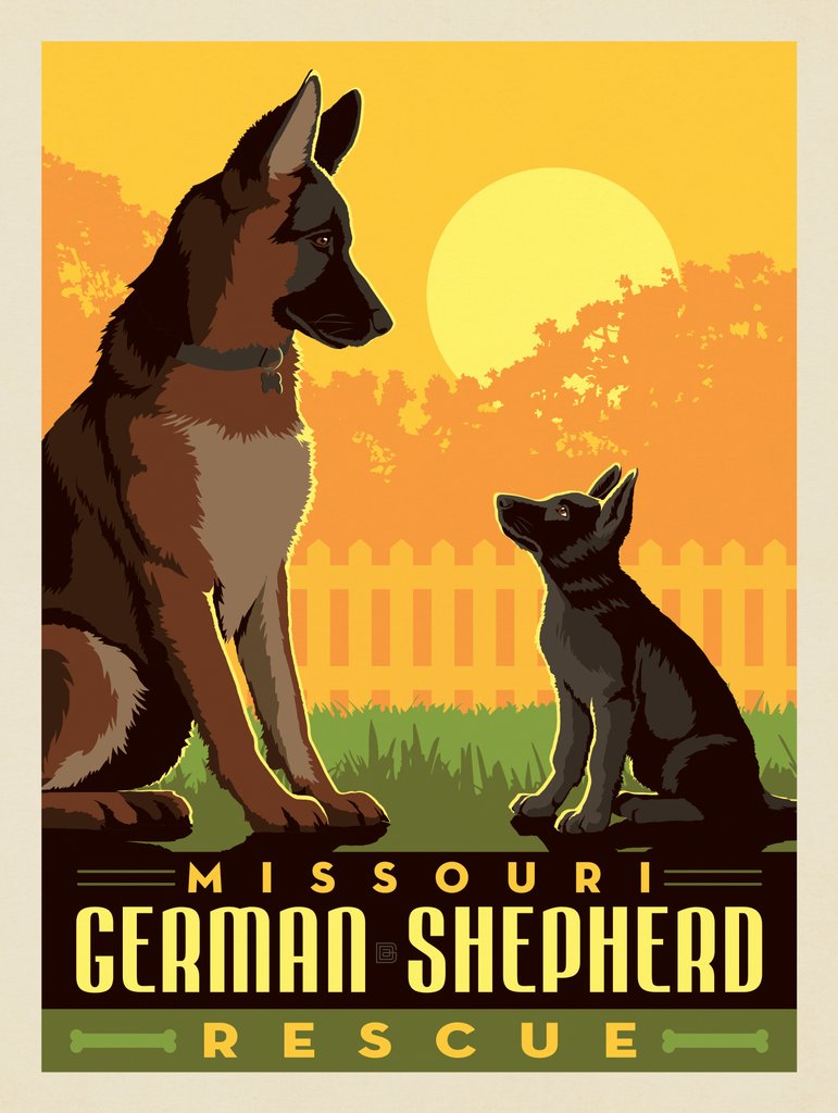 Missouri German Shepherd Rescue: Best Buds - Notecards - Artwork