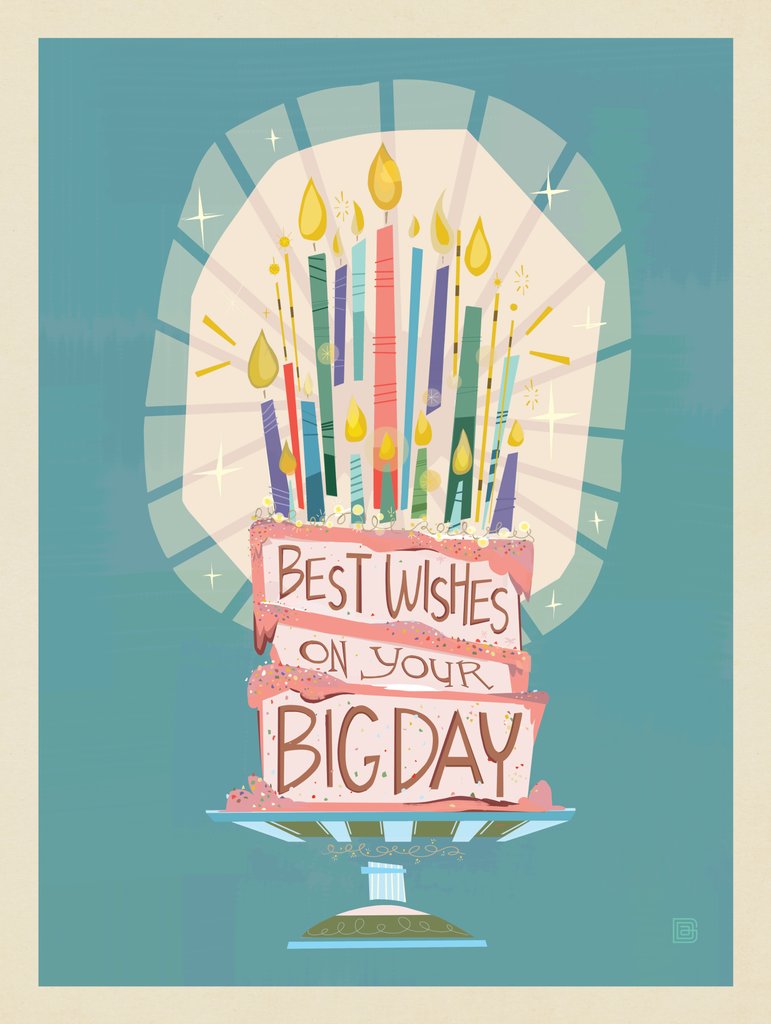 A Greeting Card: Best Wishes On Your Big Day! (Birthday) - Notecards - Artwork