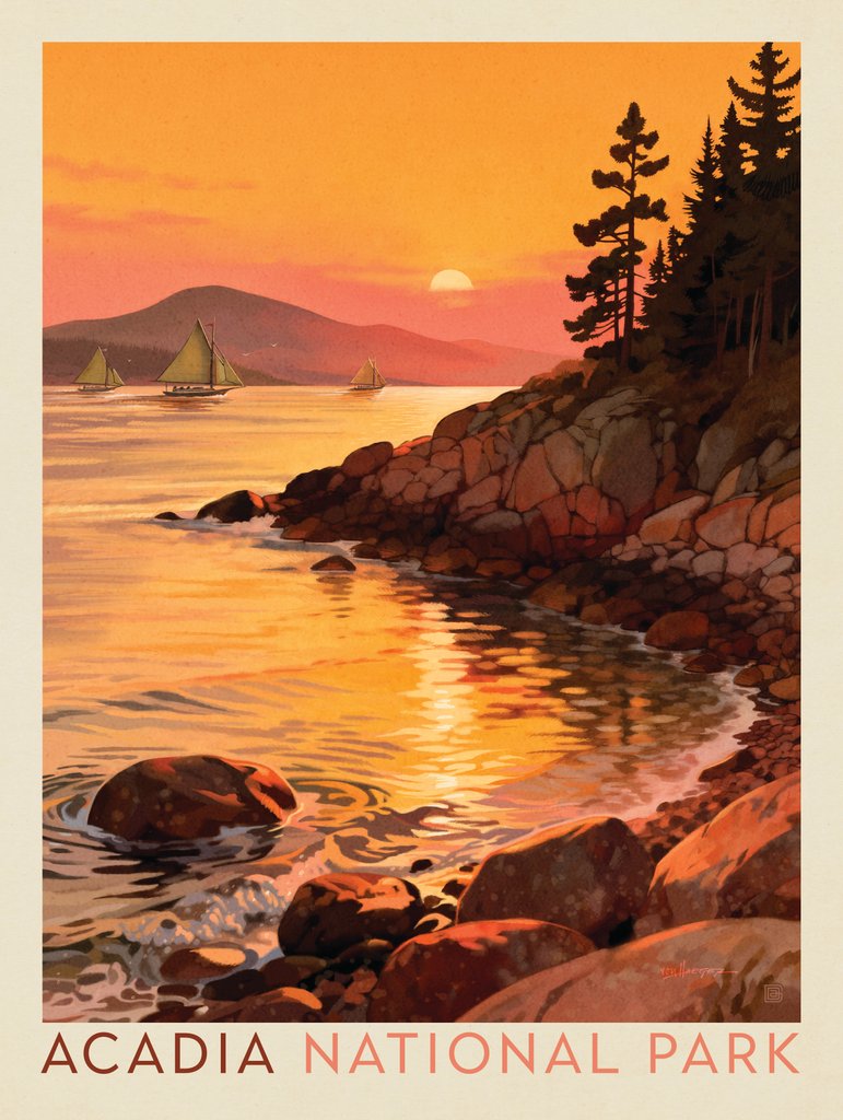 Acadia National Park: Daybreak - Metal Sign - Artwork