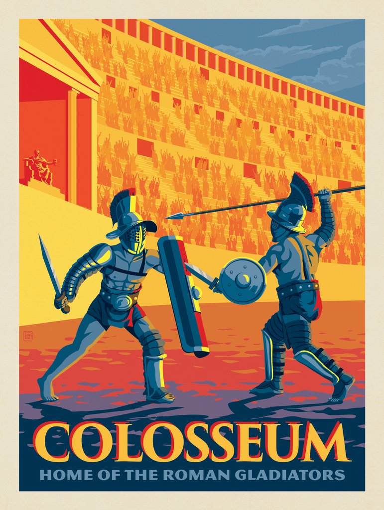 The Colosseum: Home Of The Roman Gladiators - Metal Sign - Artwork
