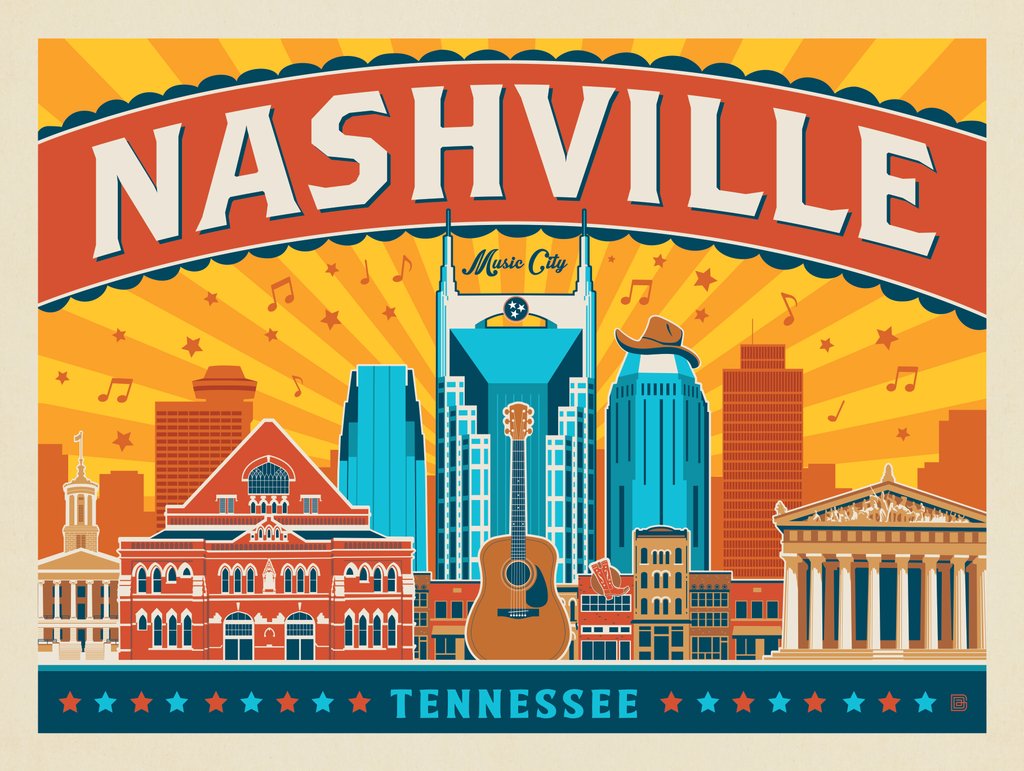 Nashville Landmarks (Horizontal) - Art Print - Artwork