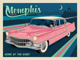 Memphis, TN: Pink Caddy (Horizontal) - Metal Sign - Artwork