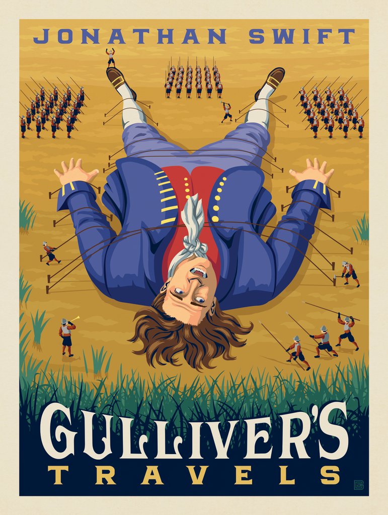 Gulliver's Travels: Jonathan Swift - Metal Sign - Artwork