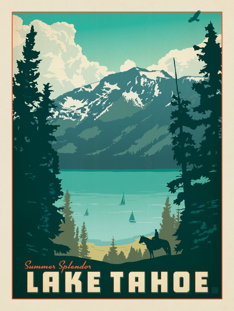 Lake Tahoe: Summer Splendor - Metal Sign - Artwork
