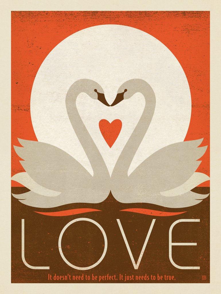Swans in Love - Art Print - Artwork