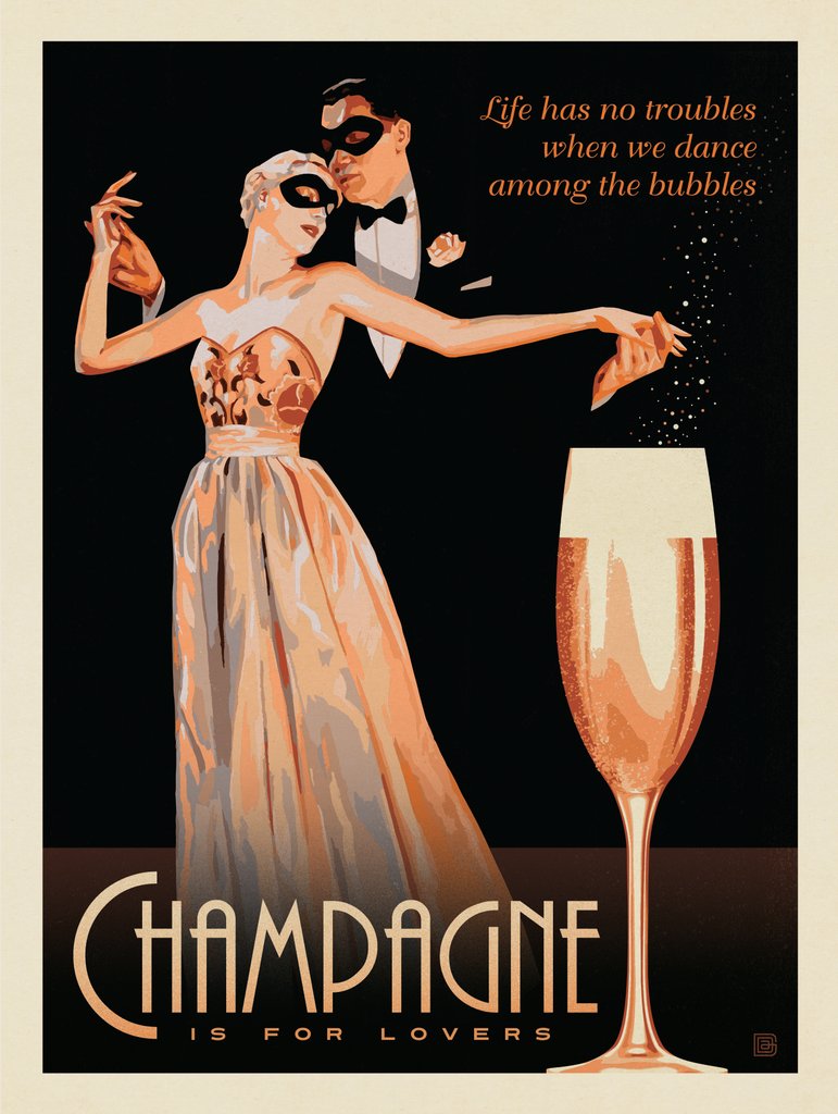 Champagne Is For Lovers - Metal Sign - Artwork