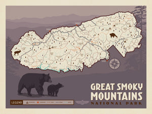 Map of Great Smoky Mtns National Park