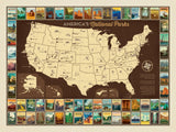 63 National Parks: Map Of USA - Postcards - Artwork
