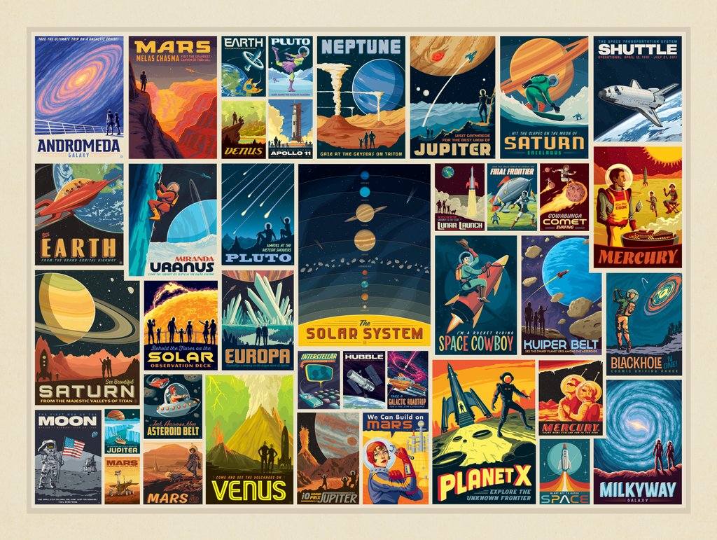 Space Travel Collage (Horizontal) - Notecards - Artwork