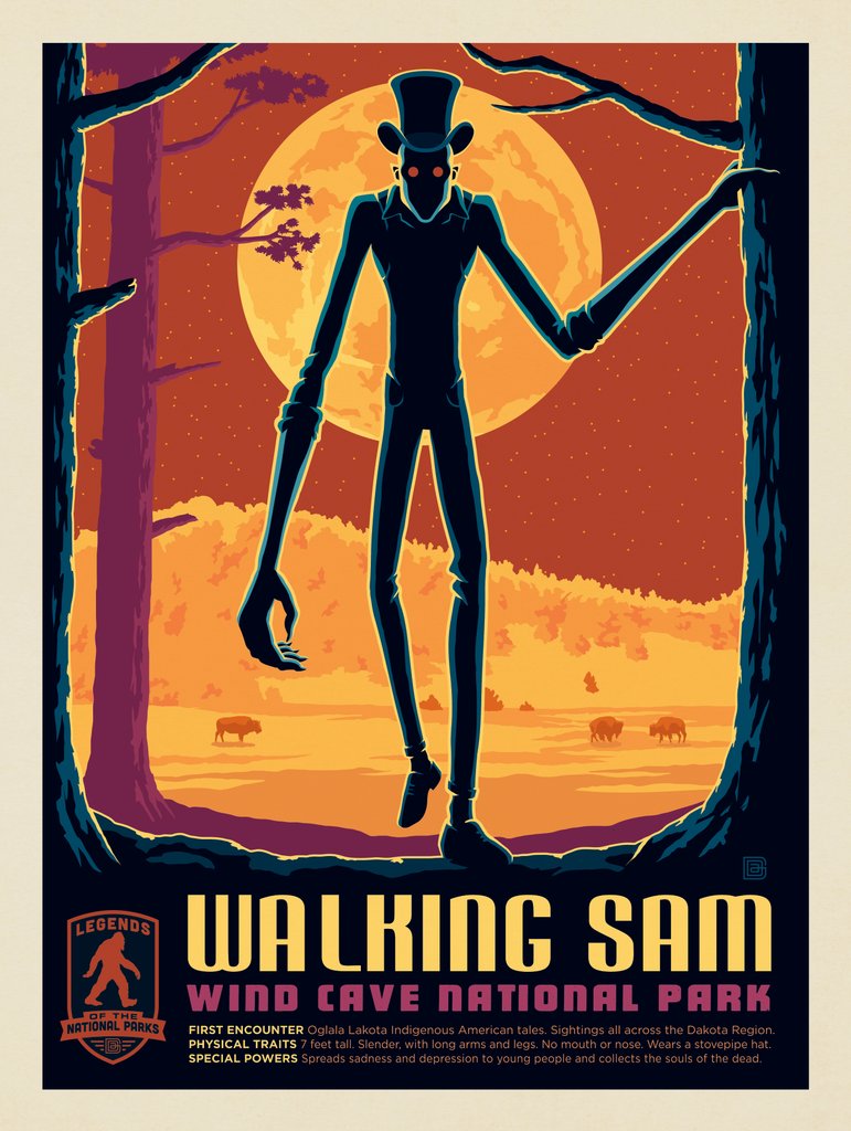 Legends Of The National Parks: Wind Cave's Walking Sam - Postcards - Artwork