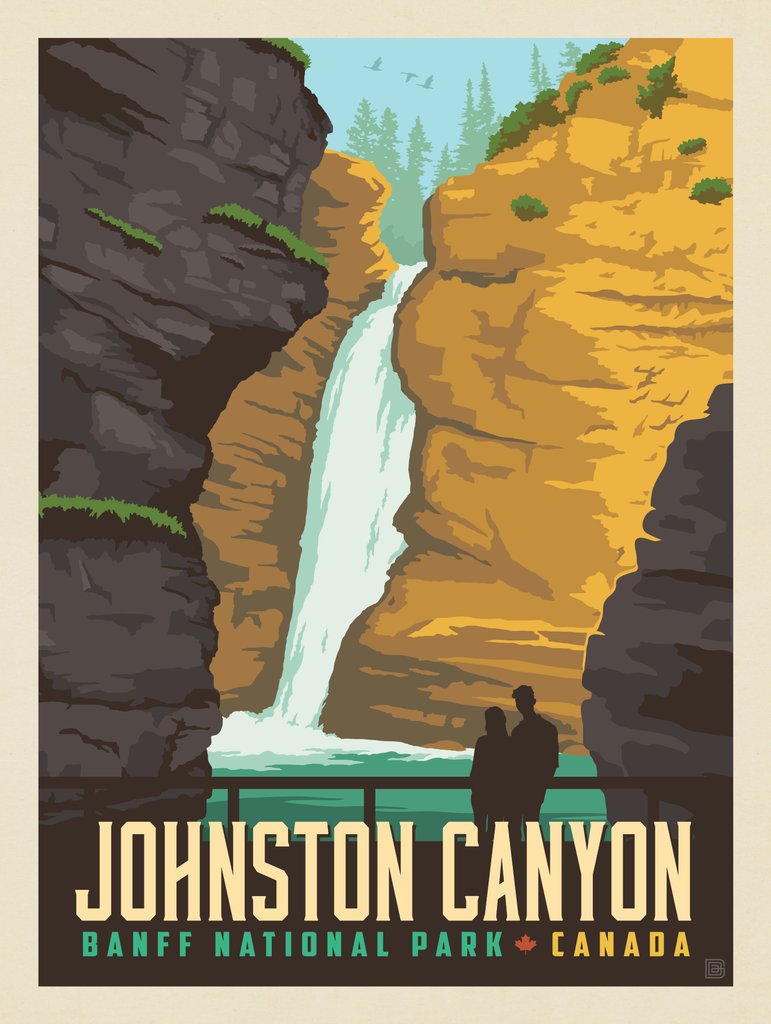 Canada: Johnston Canyon, Upper Falls - Canvas - Artwork