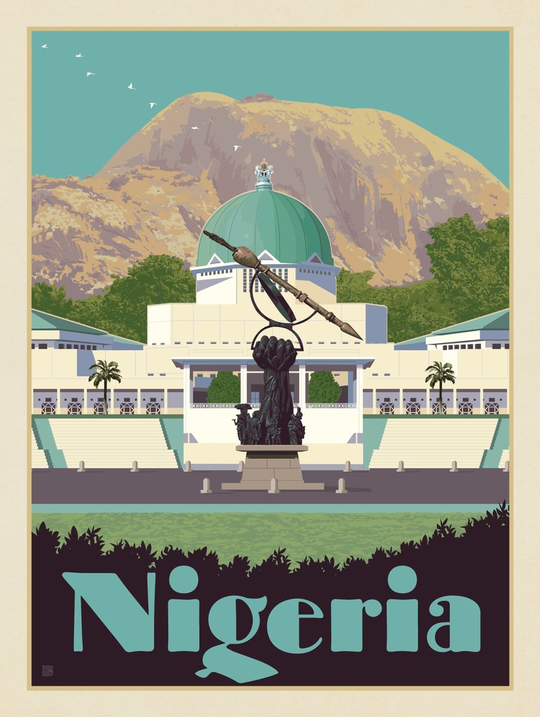 Nigeria, Africa - Metal Sign - Artwork