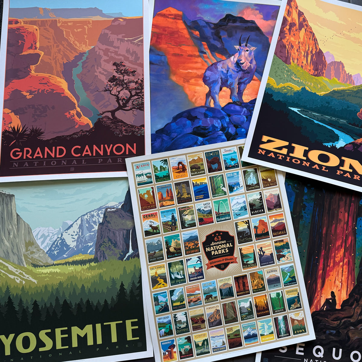 (5) Piece Bargain Bundle—National Parks 18"x24" Prints (Scratch-N-Dent 2026)