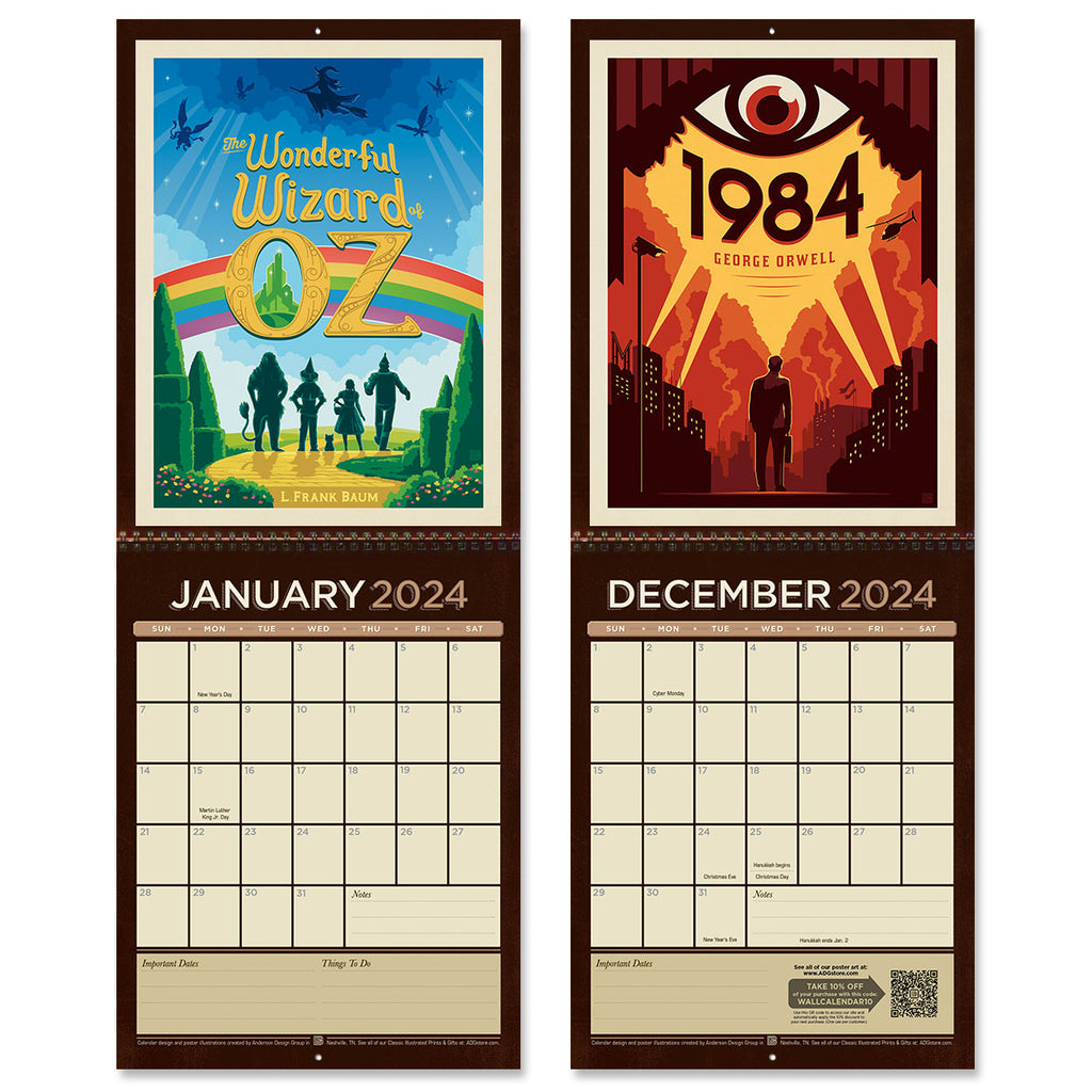 2024 Wall Calendar: Literary Classics