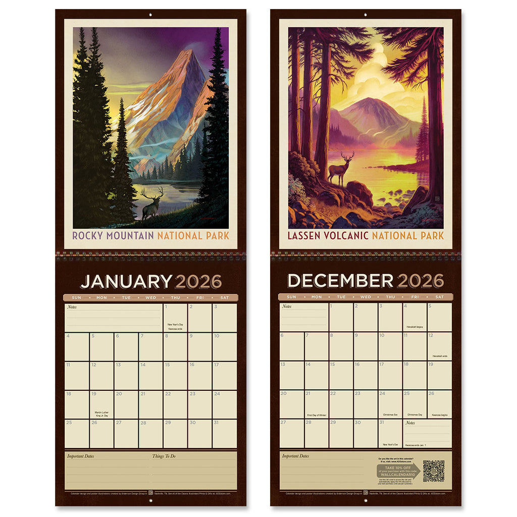 2026 Wall Calendar: National Parks by Arden von Haeger