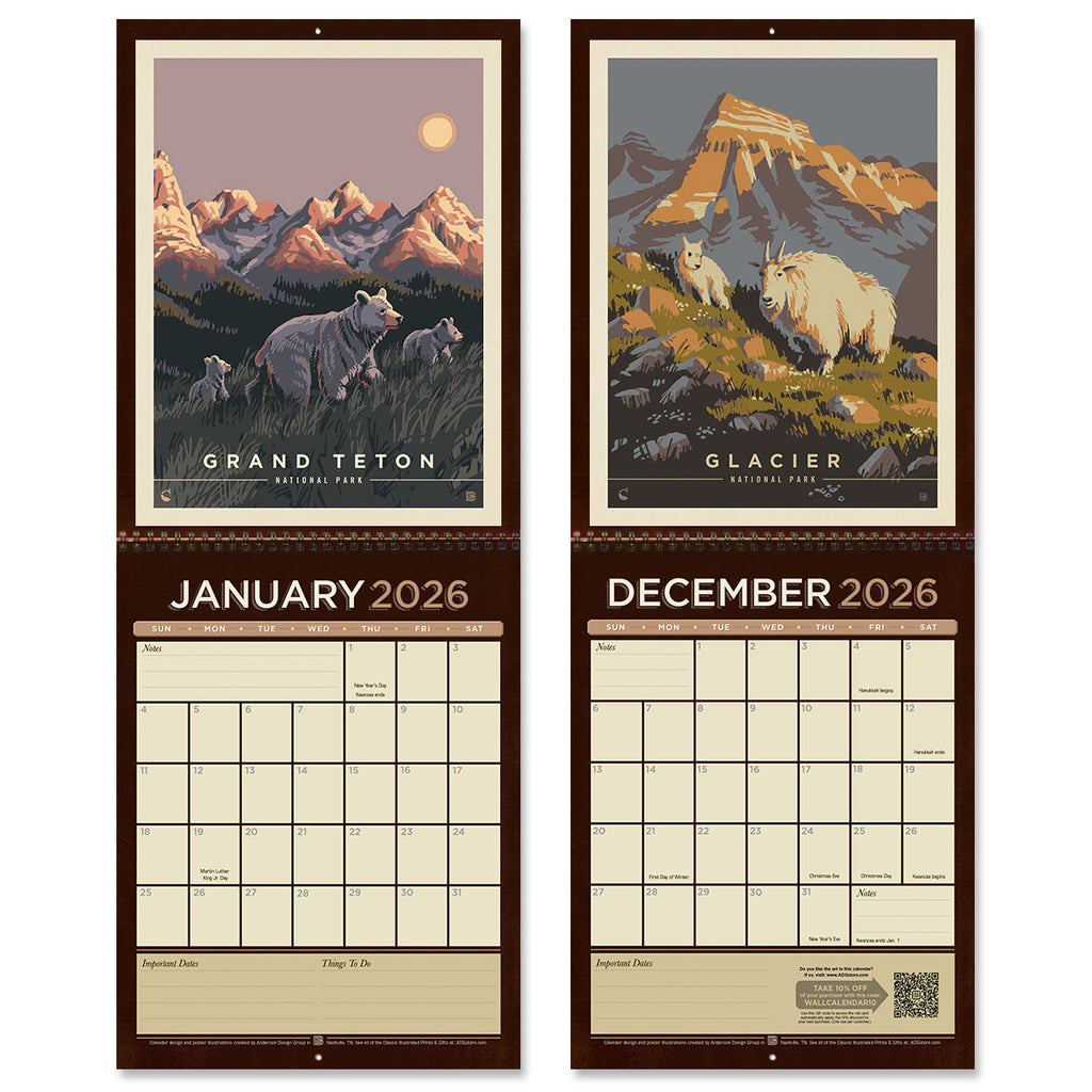 2026 Wall Calendar: National Parks by Kenneth Crane