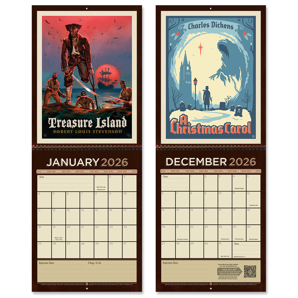 2026 Wall Calendar: Literary Classics