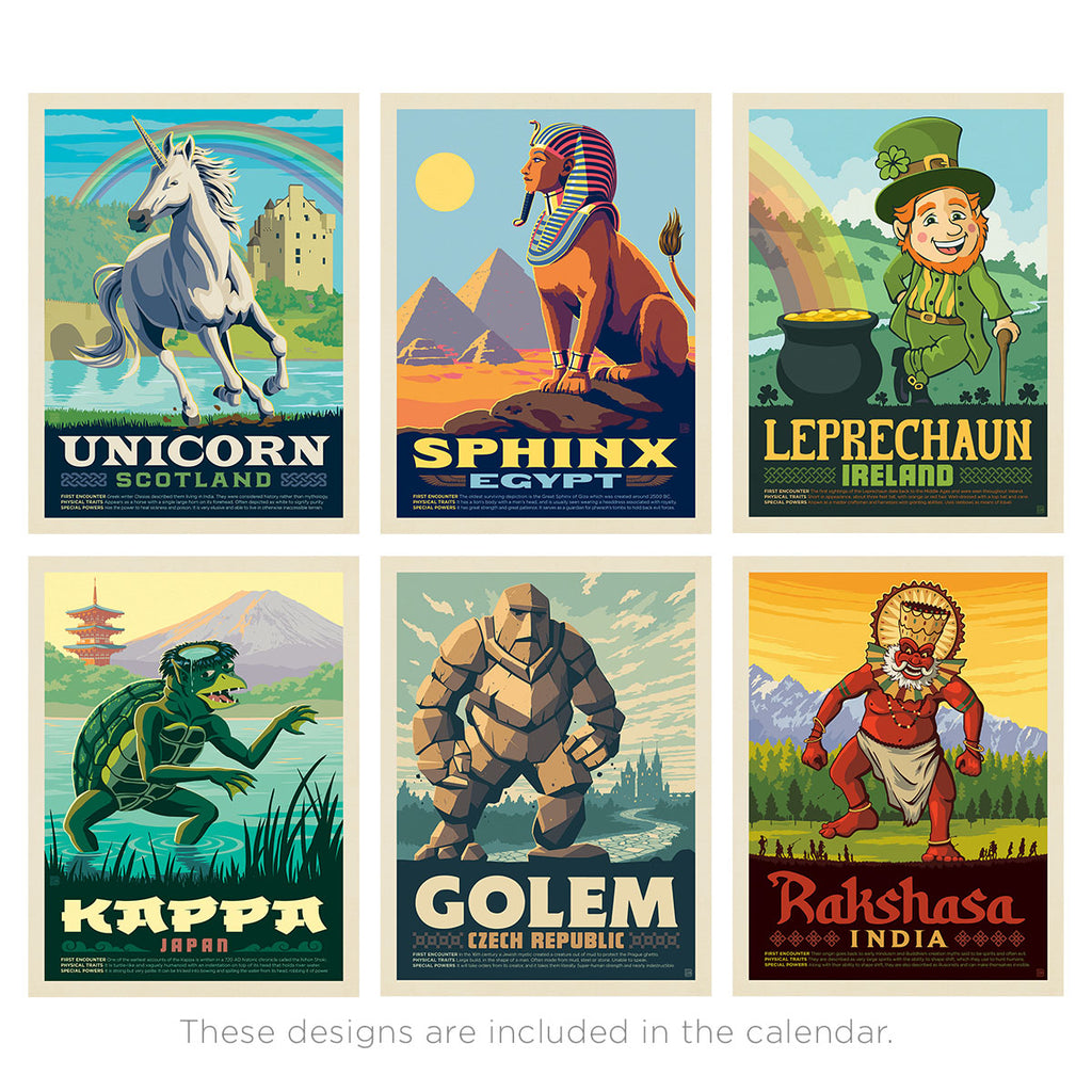 national park monsters calendar 2026 Wall Calendar: Mythical Creatures From Around the World – Anderson Design Group