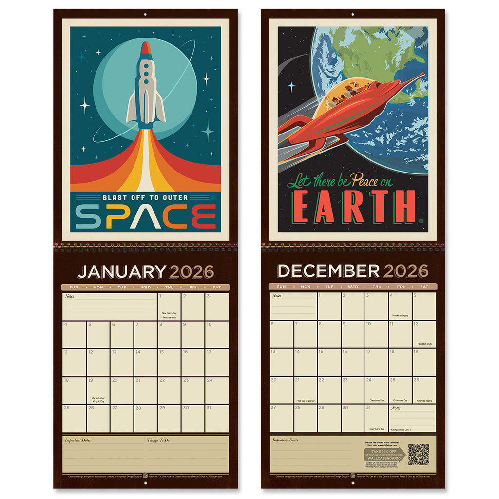 2026 Wall Calendar: Space Travel
