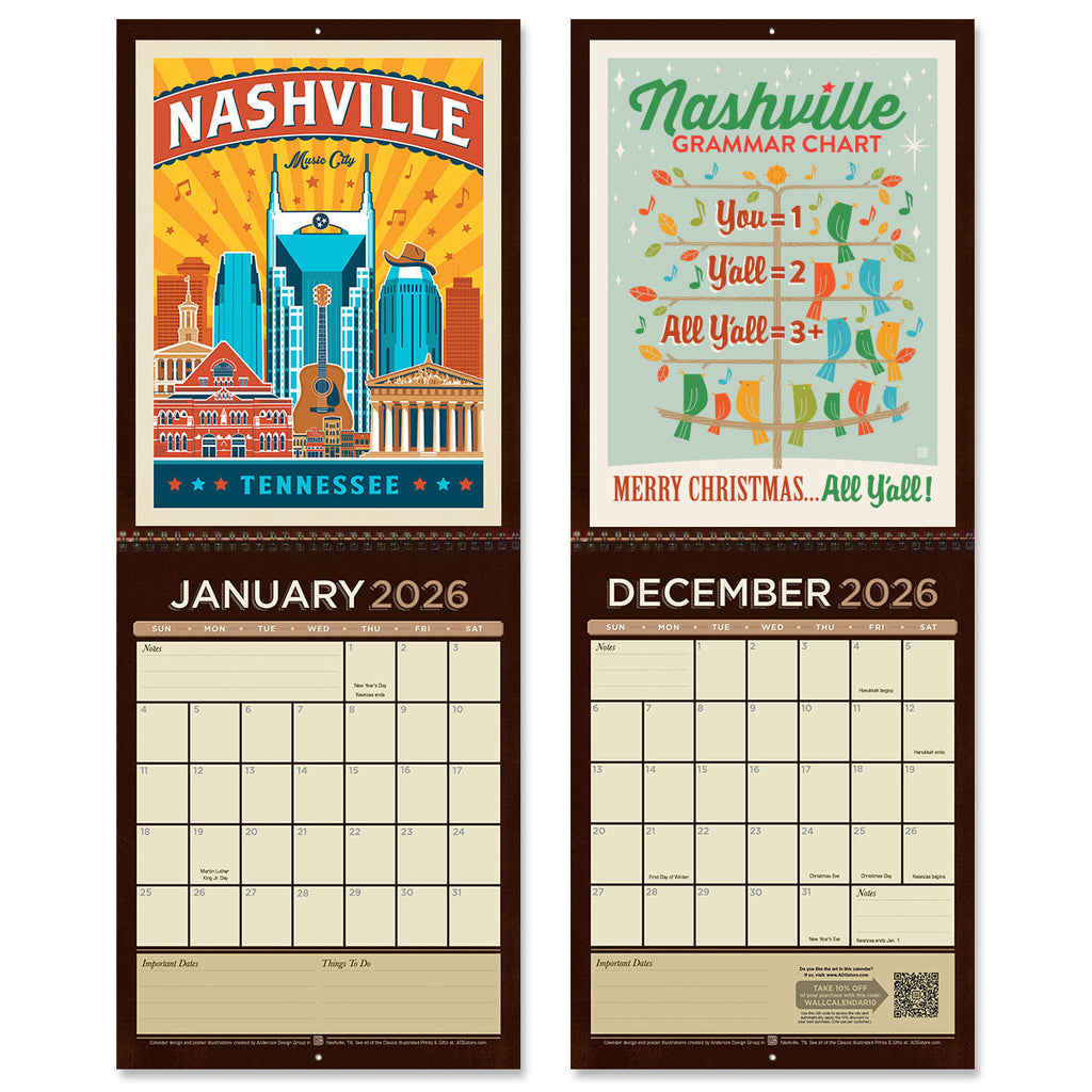 2026 Wall Calendar: Spirit of Nashville
