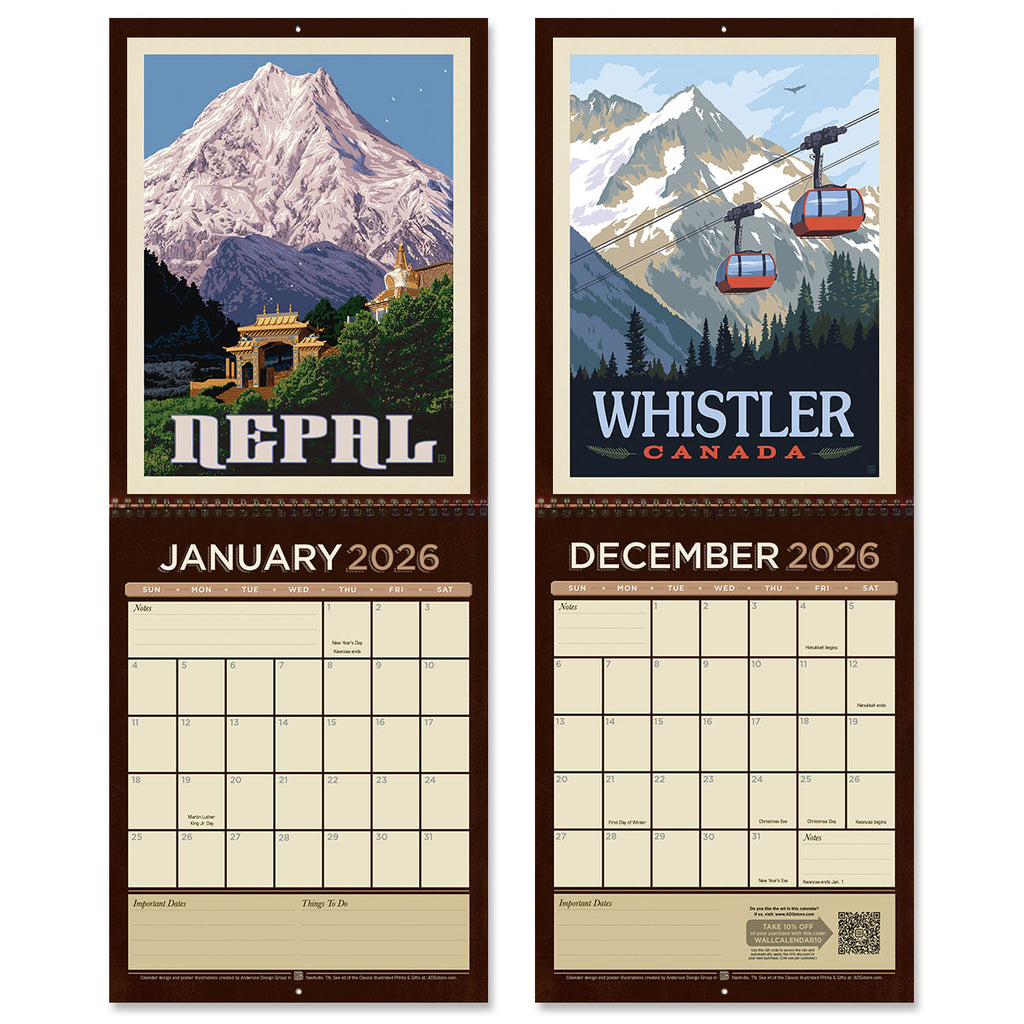 2026 Wall Calendar: World Travel