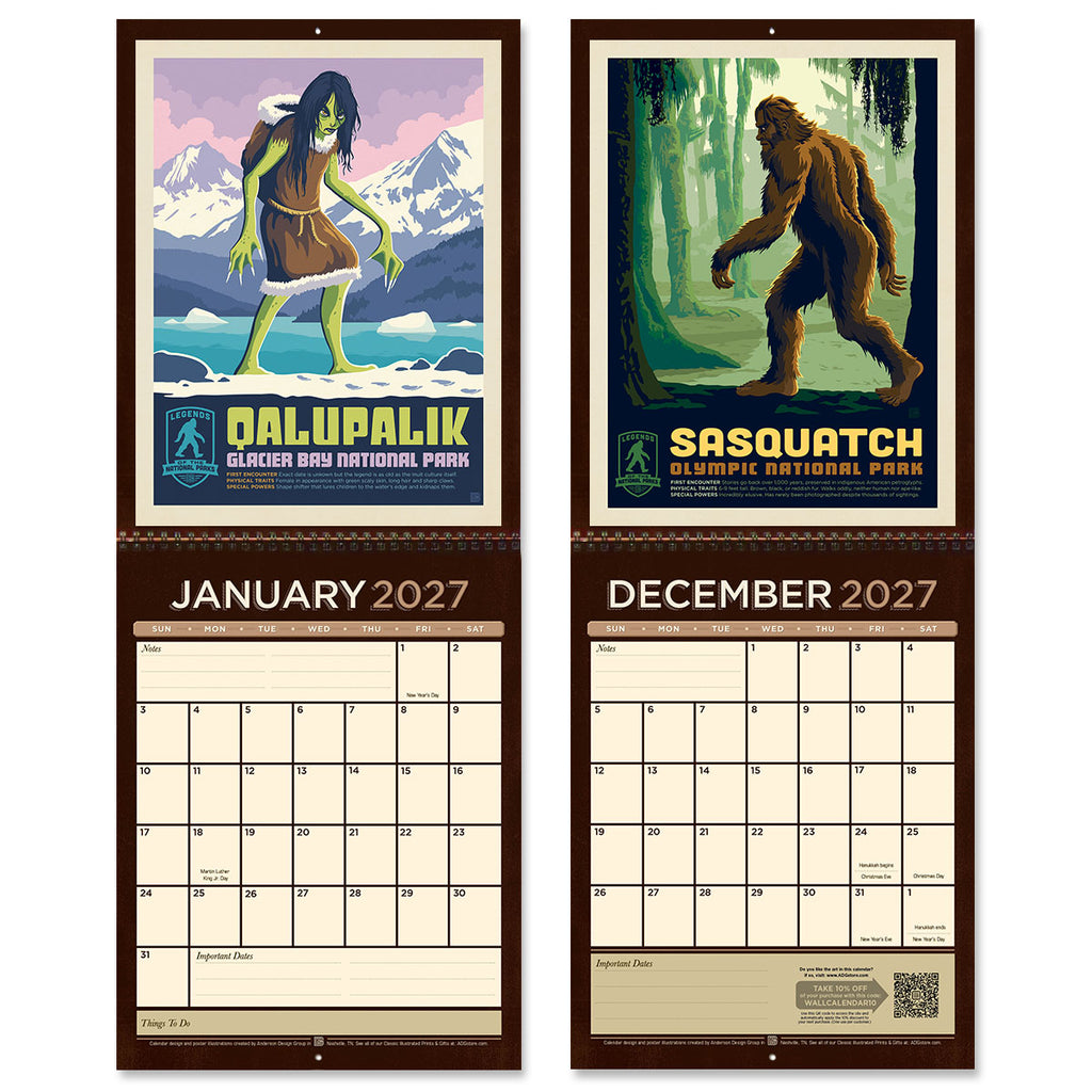 2027 Wall Calendar: Legends of the National Parks (Best Seller!)