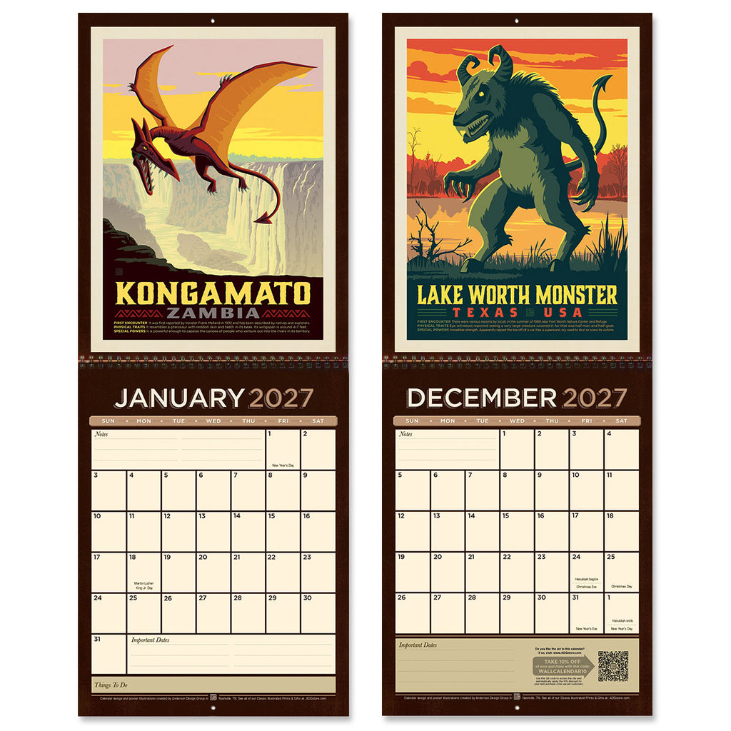 2027 Wall Calendar: Mythical Creatures From Around the World