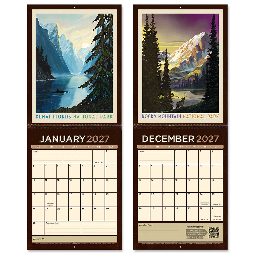 2027 Wall Calendar: National Parks by Arden von Haeger