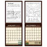 2027 Wall Calendar: National Parks Coloring Book Calendar