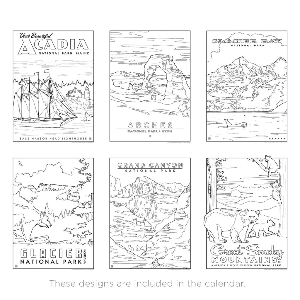2027 Wall Calendar: National Parks Coloring Book Calendar