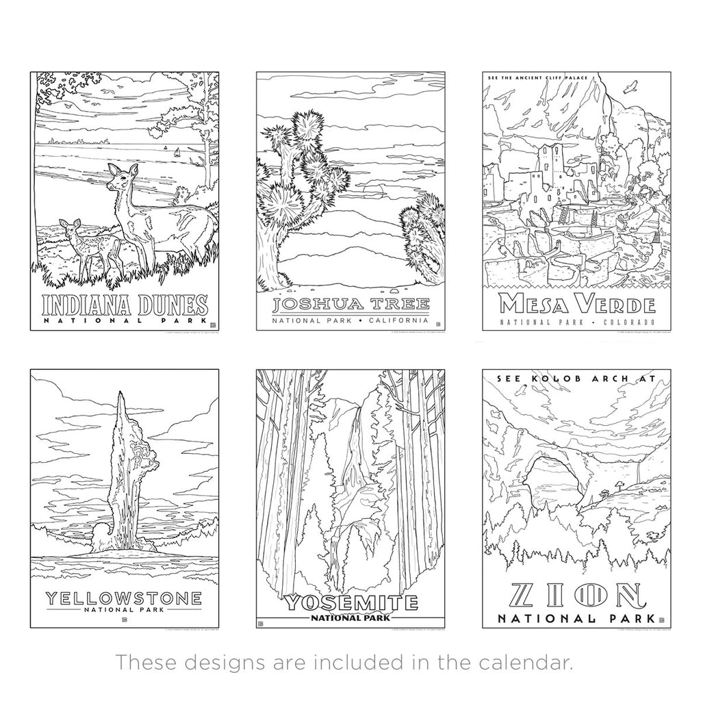 2027 Wall Calendar: National Parks Coloring Book Calendar
