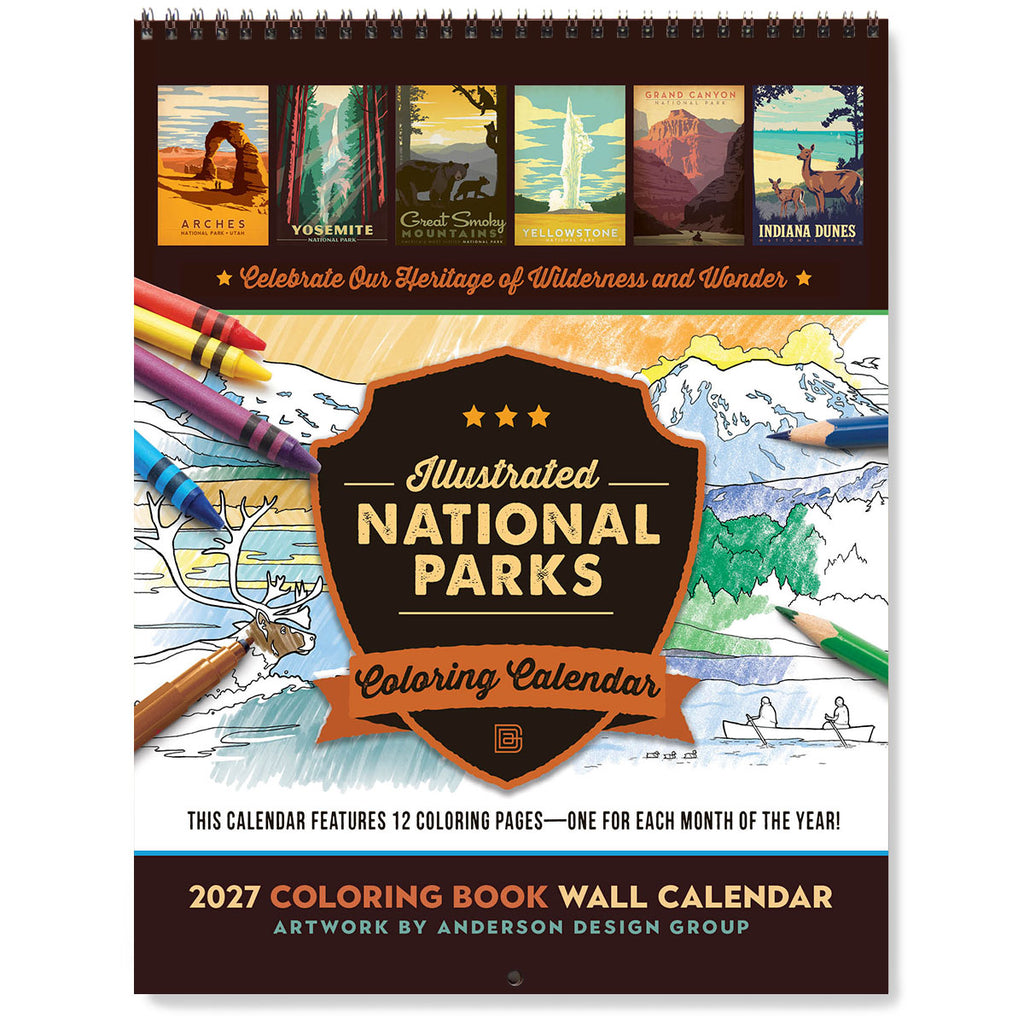 2027 Wall Calendar: National Parks Coloring Book Calendar