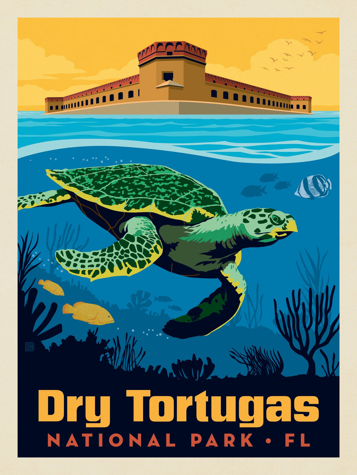 Dry Tortugas National Park: Sea Turtle - Puzzle - Artwork