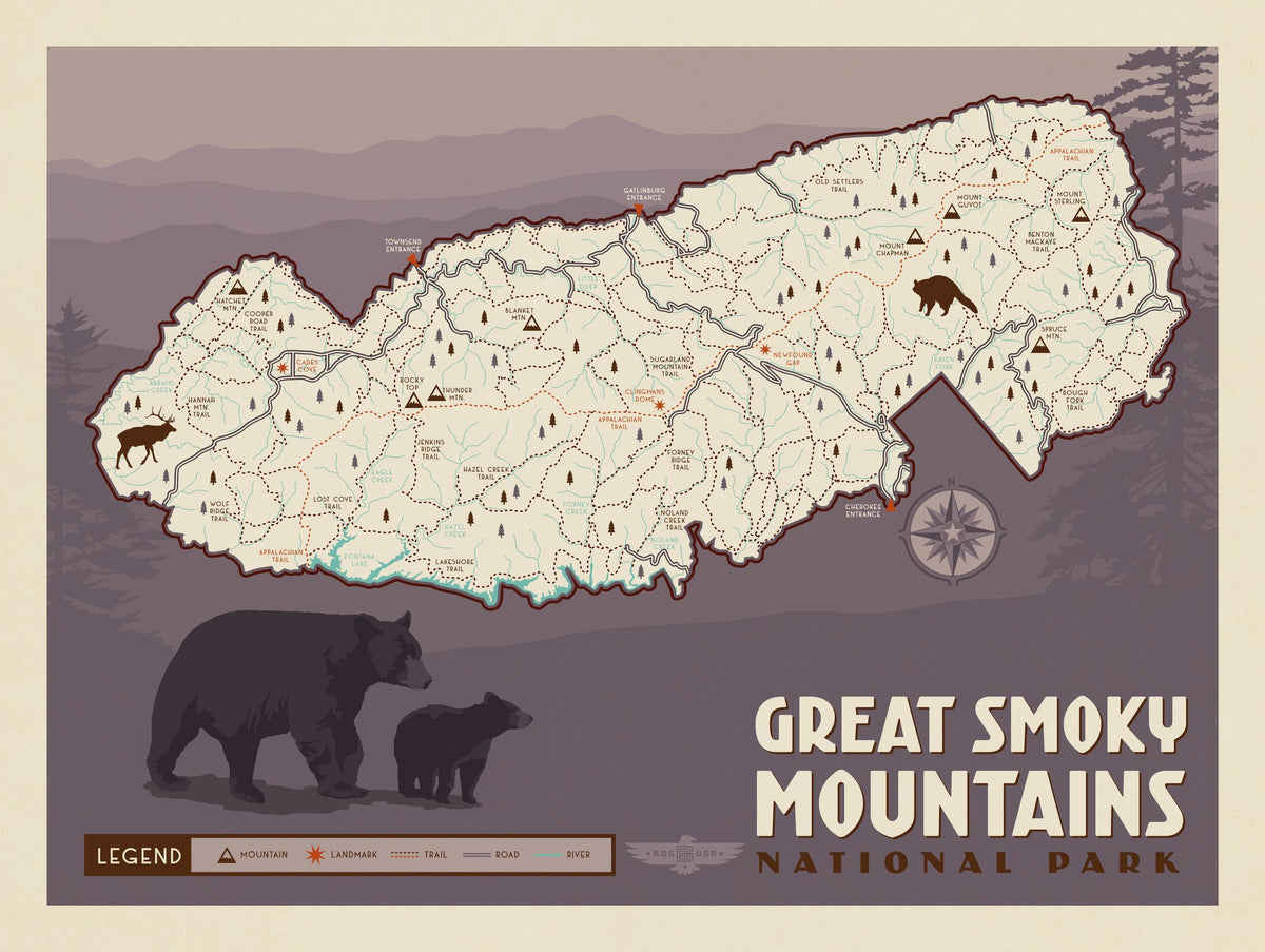 Map of Great Smoky Mtns National Park - Puzzle - Artwork