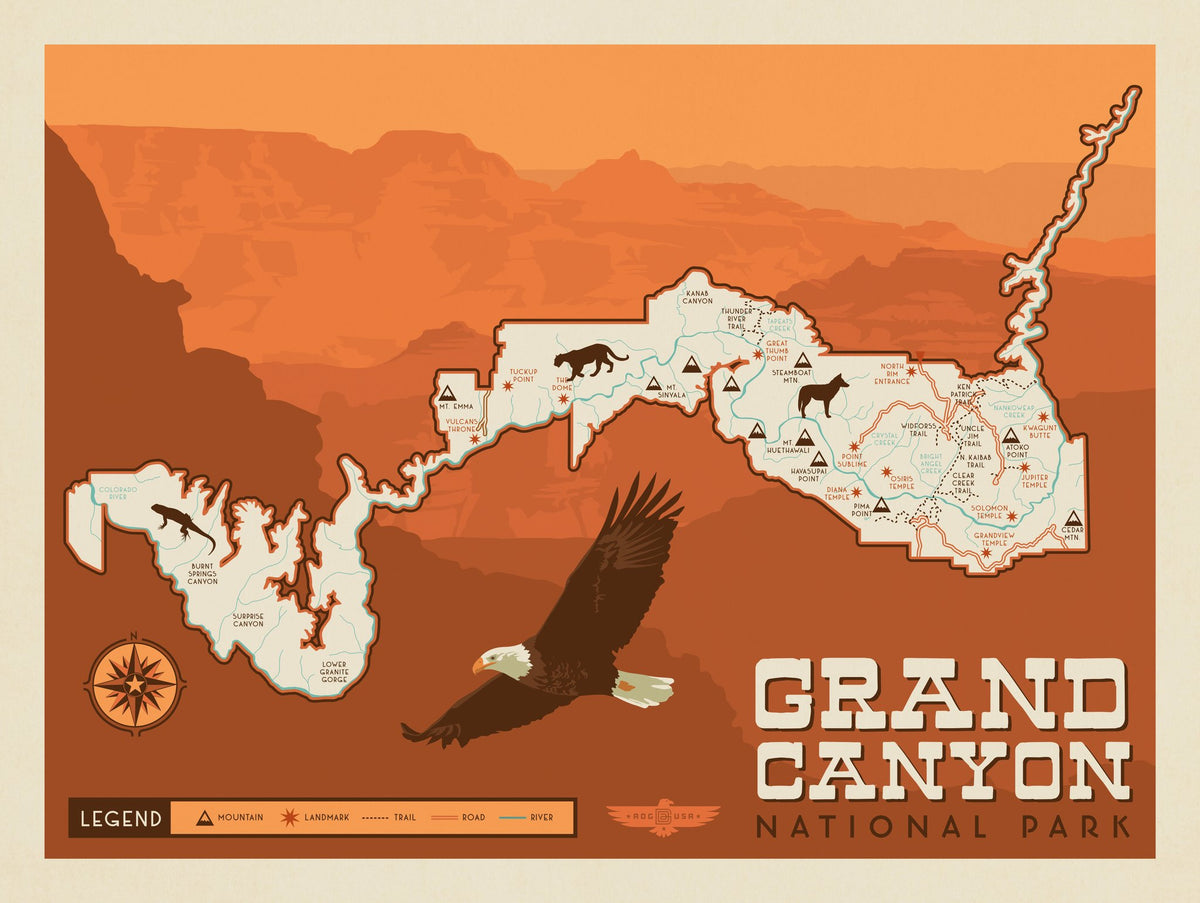 Map of Grand Canyon National Park - Puzzle - Artwork