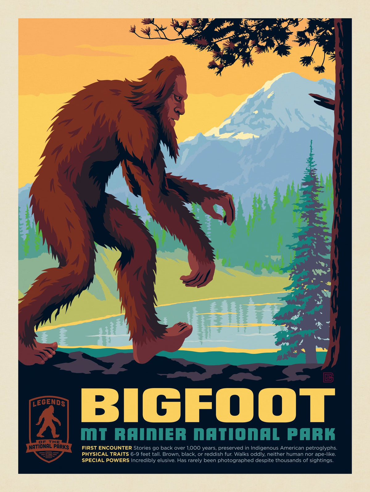 Legends Of The National Parks: Mount Rainier's Bigfoot - Puzzle - Artwork