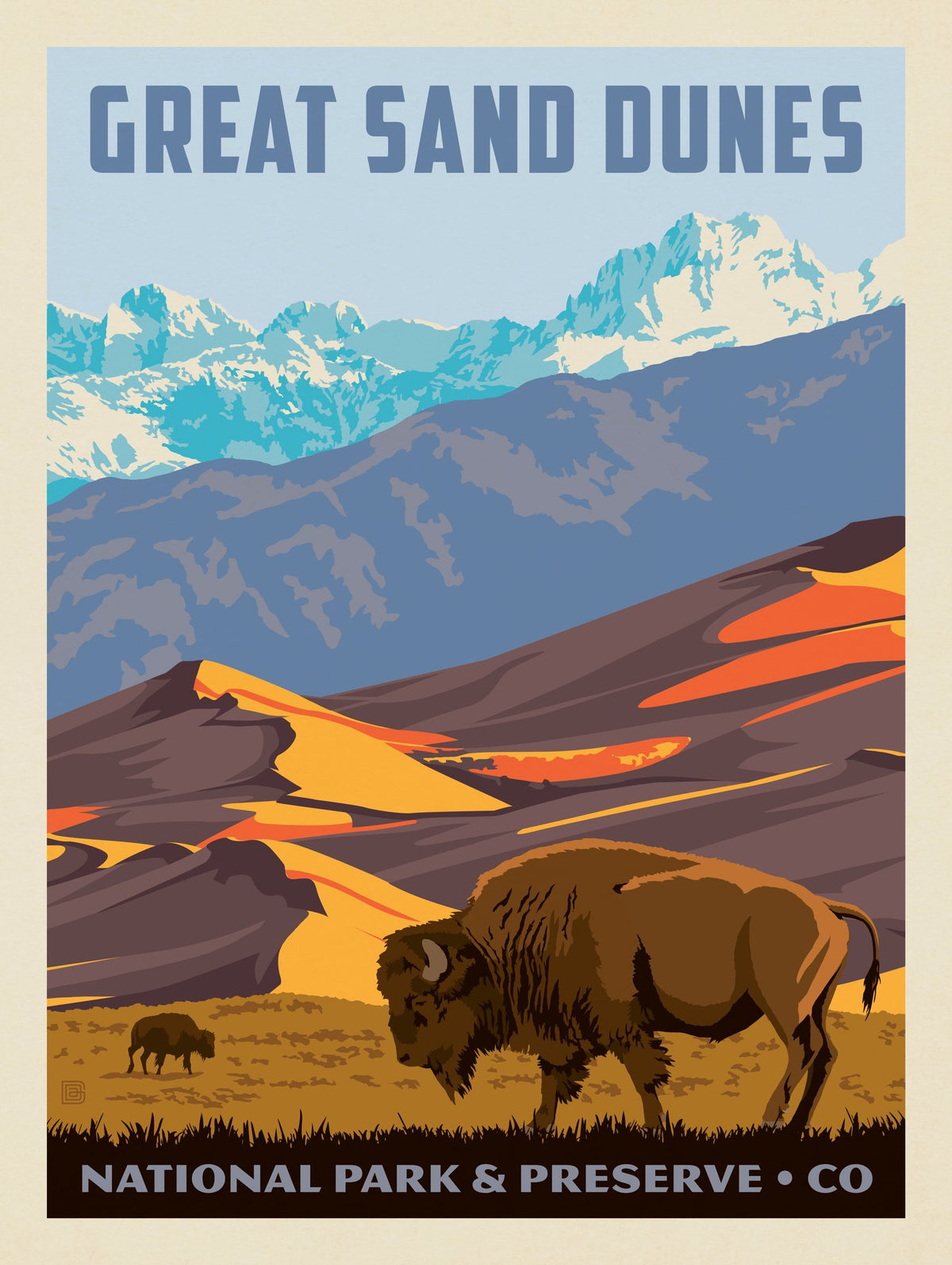 Great Sand Dunes National Park: Bison - Puzzle - Artwork