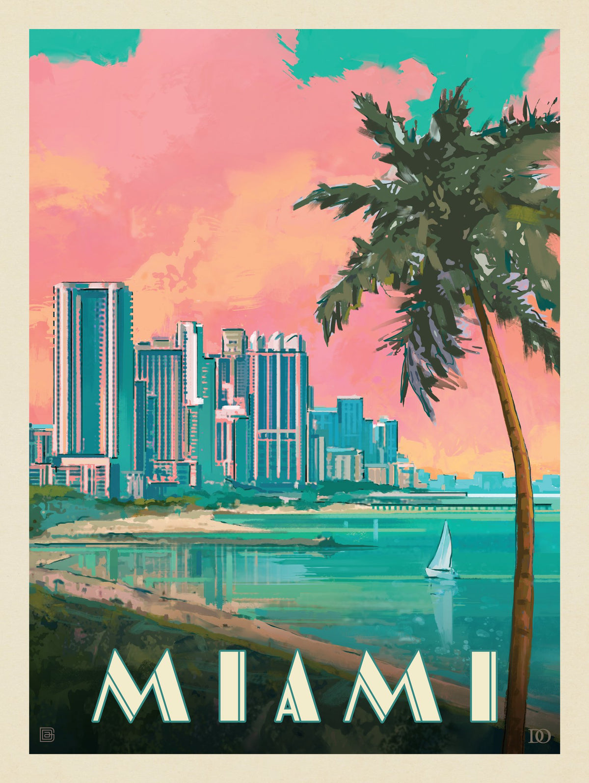 Miami, FL: South Beach - Puzzle - Artwork