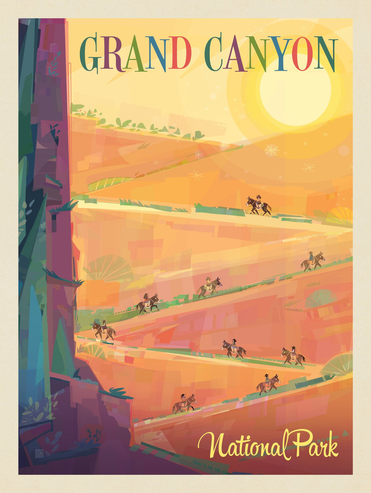 Grand Canyon National Park: Mule Train (Mod Design) - Puzzle - Artwork