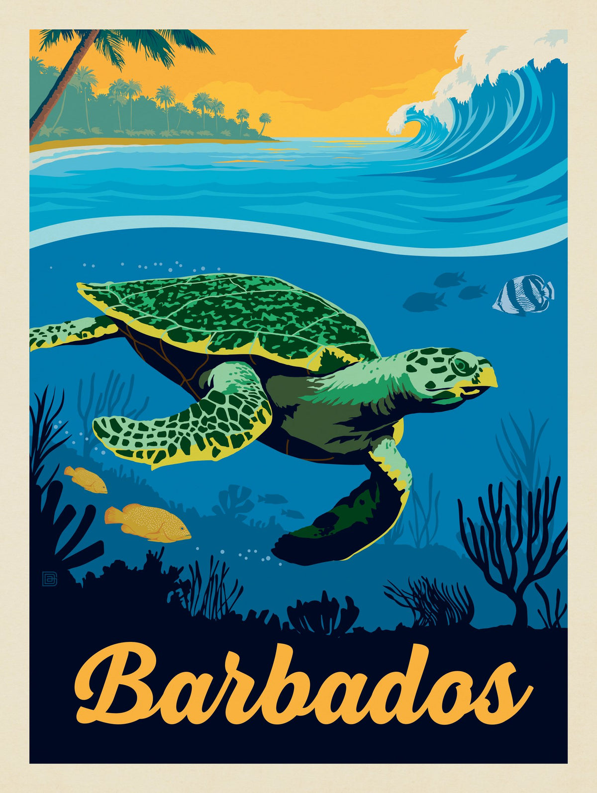 Barbados: Sea Turtle - Puzzle - Artwork