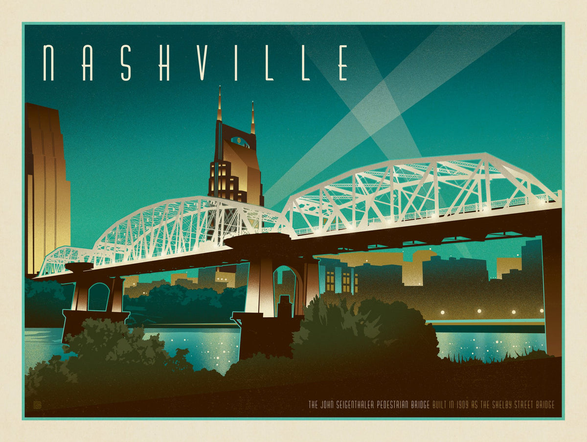 Nashville Skyline: Pedestrian Bridge, Horizontal - Puzzle - Artwork