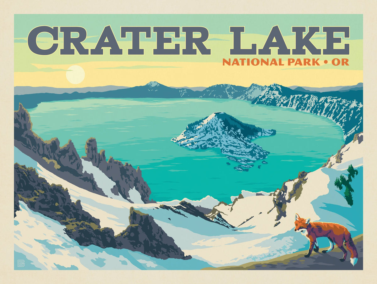 Crater Lake National Park: Winter Fox (Horizontal) - Puzzle - Artwork