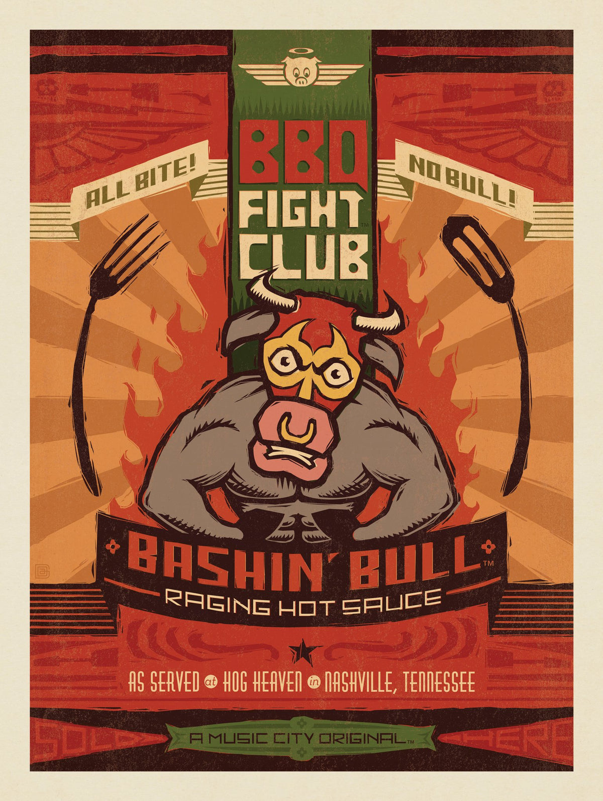 Hog Heaven BBQ Fight Club: Bashin’ Bull - Puzzle - Artwork