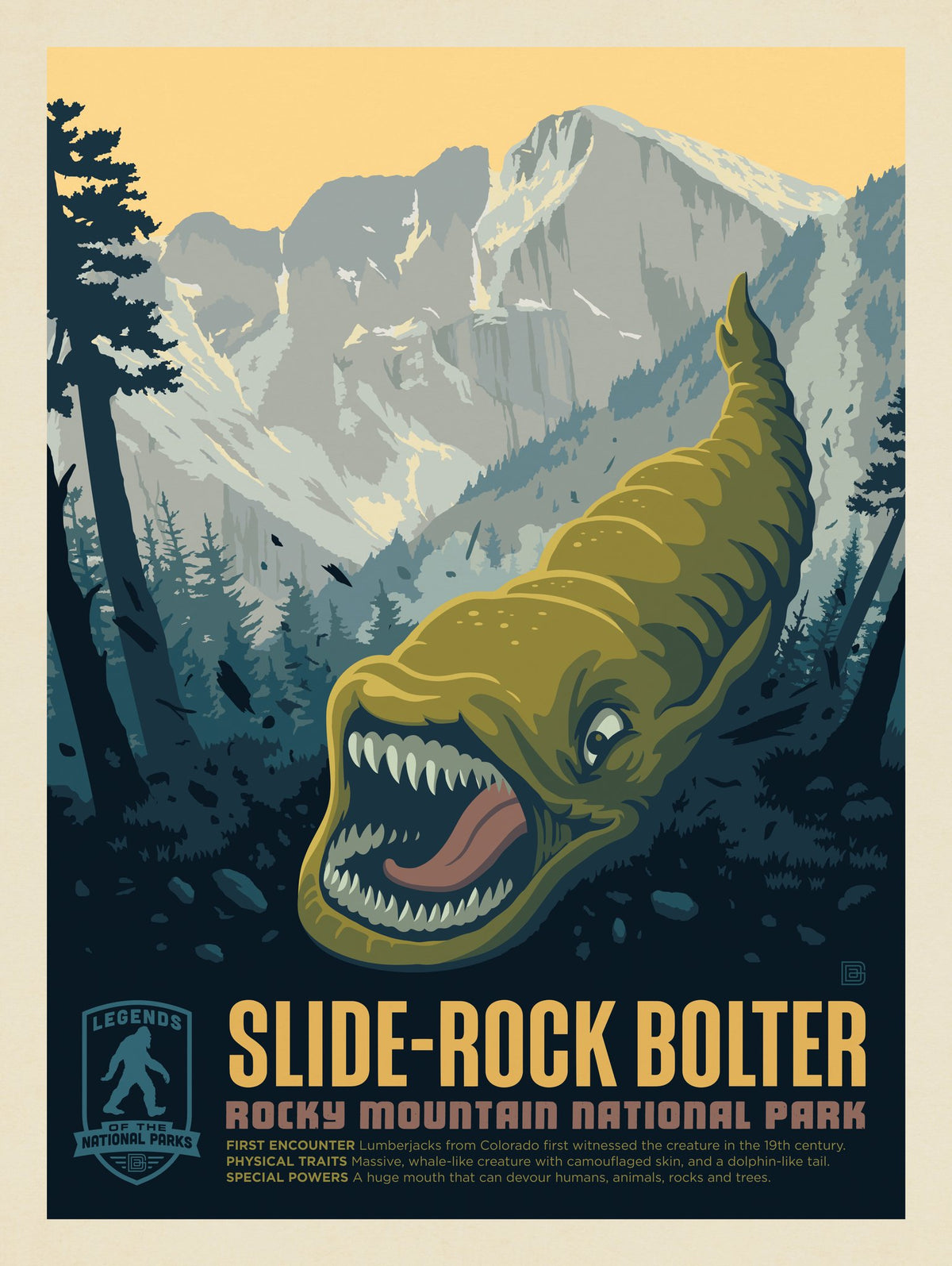 Legends Of The National Parks: Rocky Mountain's Slide Rock Bolter - Puzzle - Artwork