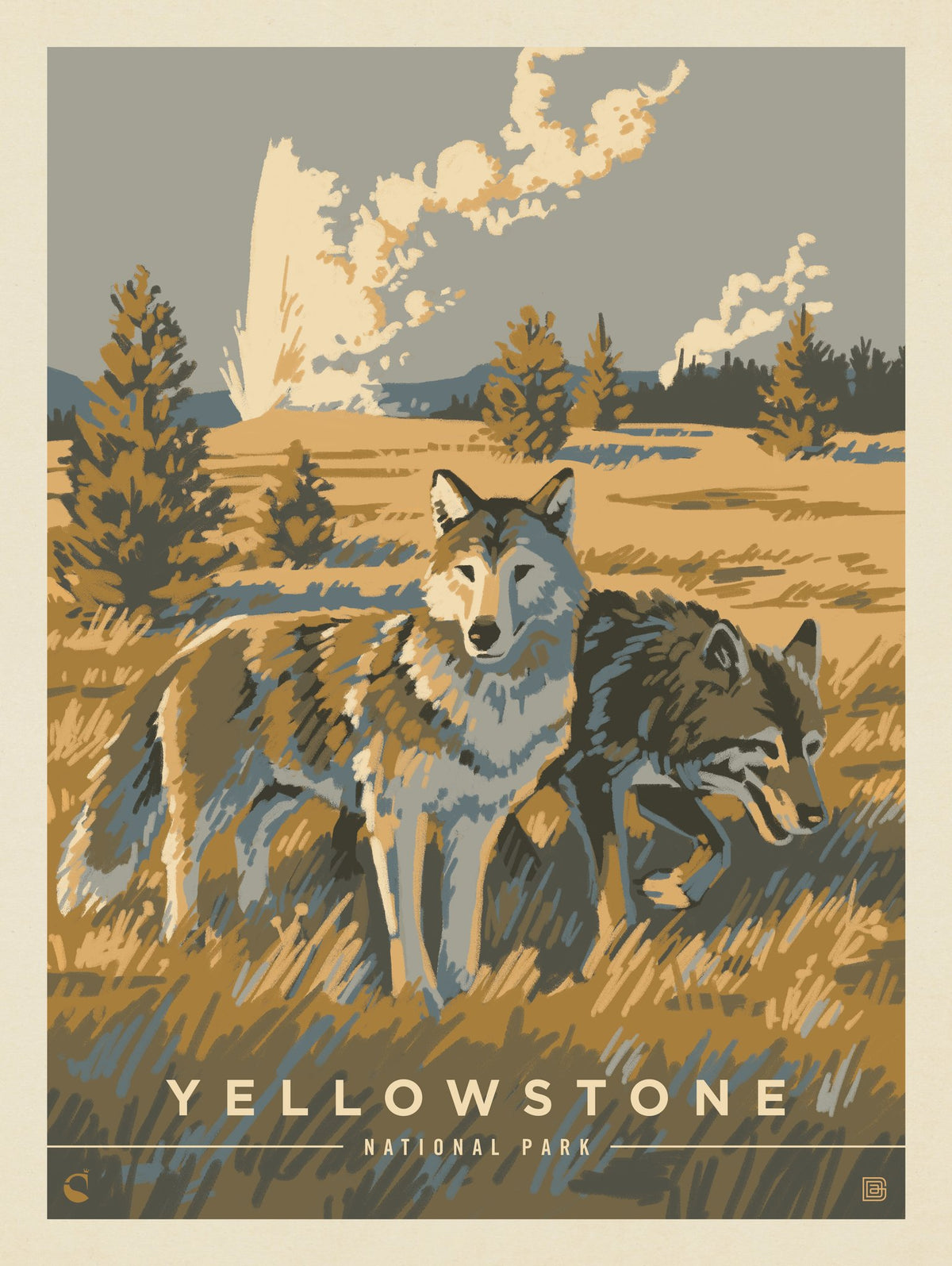 Yellowstone National Park: Wandering Wolves - Puzzle - Artwork