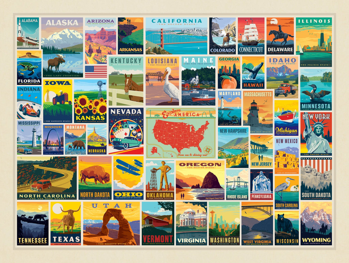 50-State Collage (Horizontal) - Puzzle - Artwork