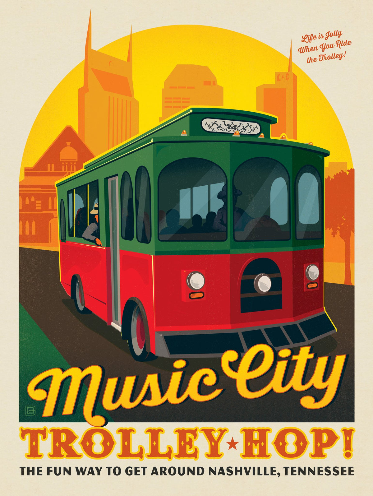 Music City Trolley Hop - Puzzle - Artwork